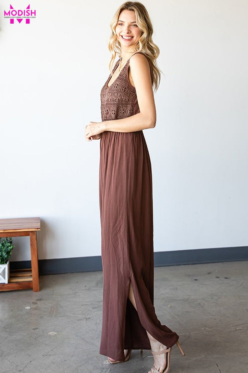 First Love Tie Back Sleeveless Slit Wide Leg Jumpsuit-Modish