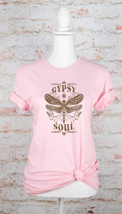 Gypsy Soul Dragonfly Graphic Tee - PInk / S