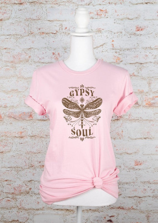 Gypsy Soul Dragonfly Graphic Tee - PInk / S