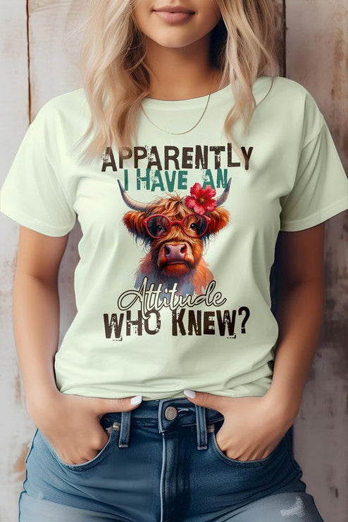 Highland Cow Funny Quote Graphic Tee - Citron / S