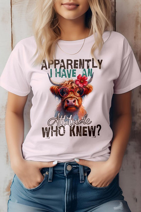 Highland Cow Funny Quote Graphic Tee - Soft Pink / S