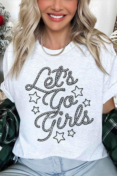 LETS GO GIRL WESTERN COUNTRY OVERSIZED TEE - ASH / S/M