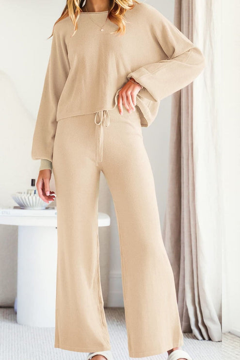Long Sleeve Lounge Wear Set - Tan / S