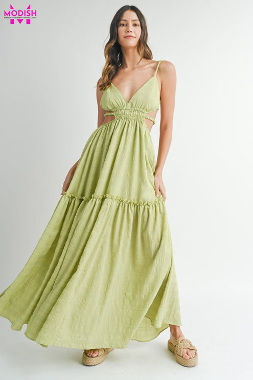 MABLE Cutout Waist Backless Maxi Dress-Modish