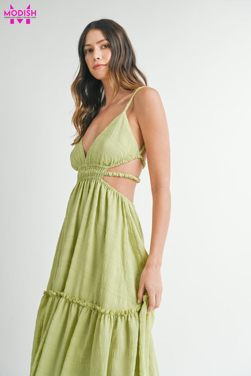 MABLE Cutout Waist Backless Maxi Dress-Modish