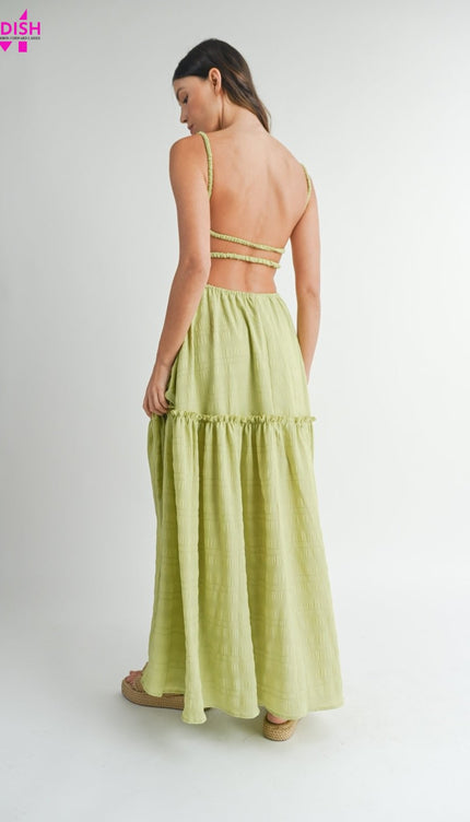 MABLE Cutout Waist Backless Maxi Dress-Modish