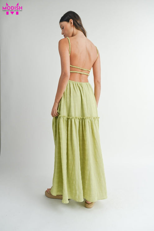 MABLE Cutout Waist Backless Maxi Dress-Modish