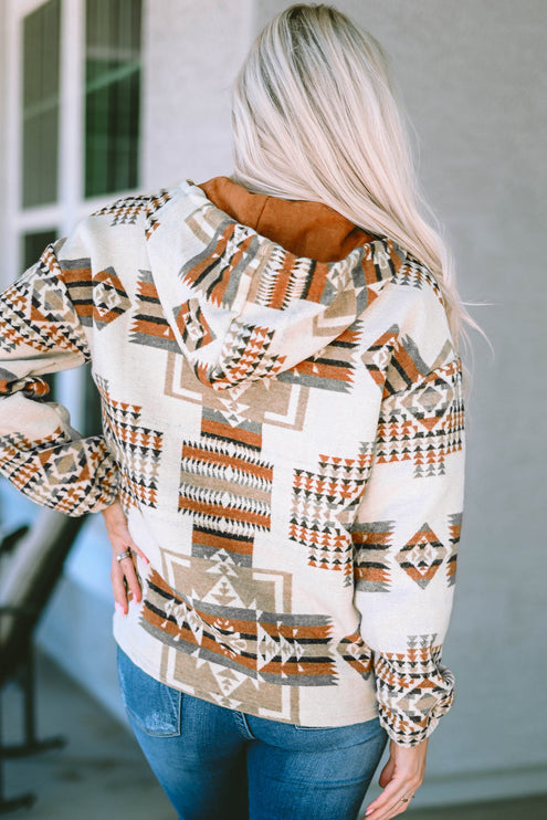 Modish Geometric Quarter-Zip Hoodie - Sweaters