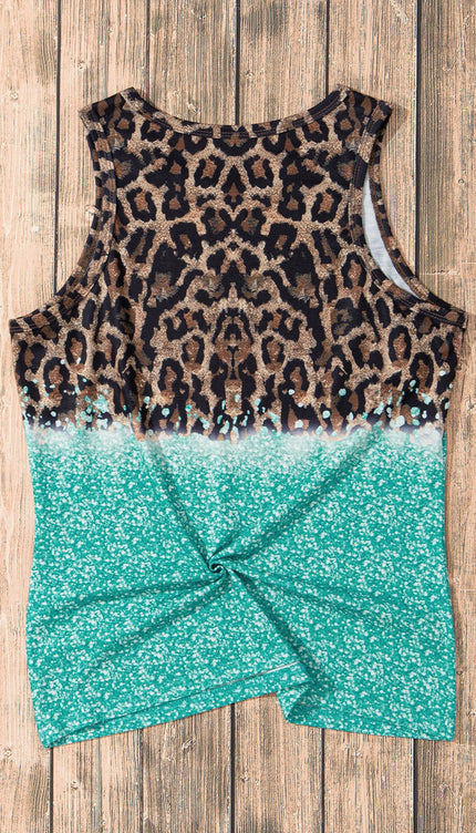Modish Leopard Round Neck Tank - rustic modish
