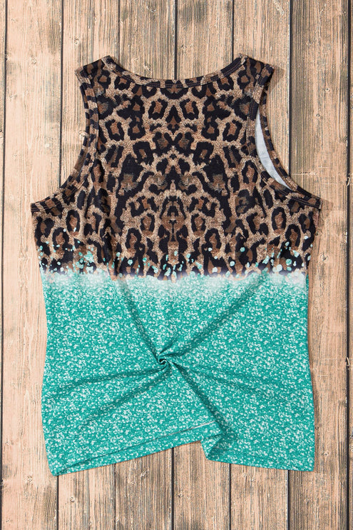 Modish Leopard Round Neck Tank - rustic modish