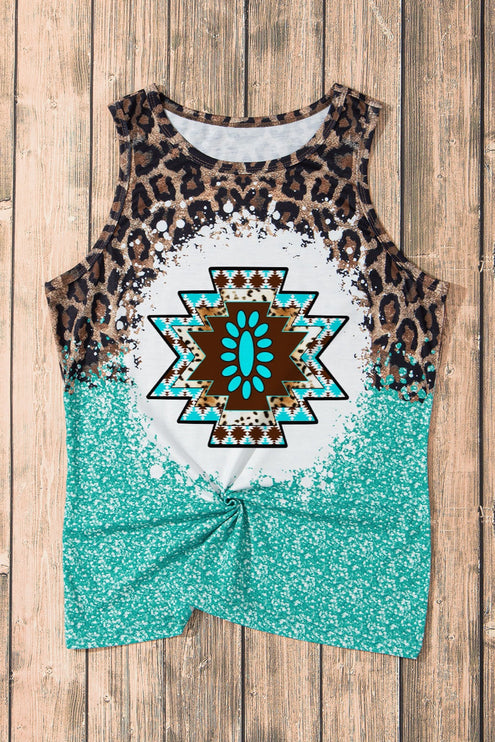Modish Leopard Round Neck Tank - rustic modish
