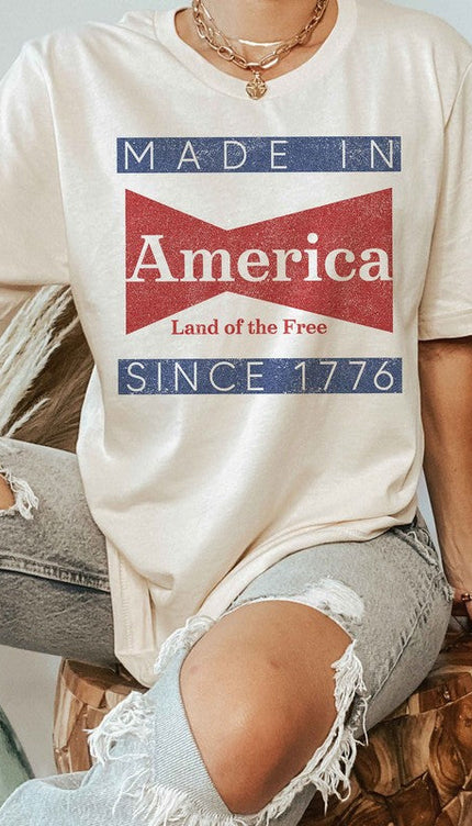 Modish Made in America Graphic T-Shirt - IVORY/NATURAL / S/M