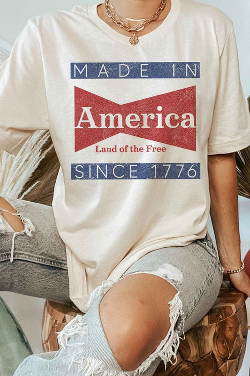 Modish Made in America Graphic T-Shirt - IVORY/NATURAL / S/M