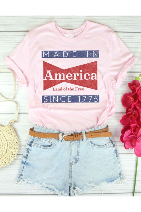 Modish Made in America Graphic T-Shirt - PINK / S/M