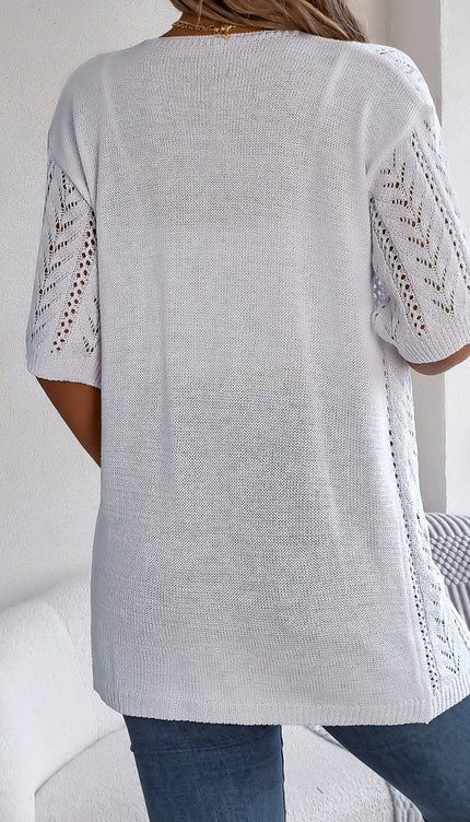 Modish Openwork Half Sleeve Cardigan - Modish