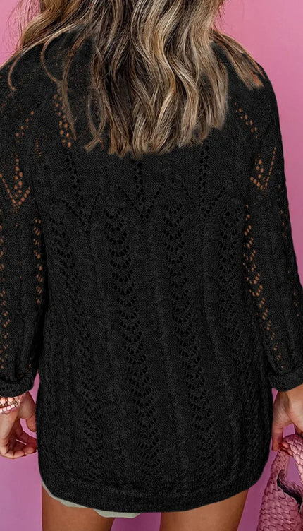 Modish Openwork Long Sleeve Cardigan - Modish