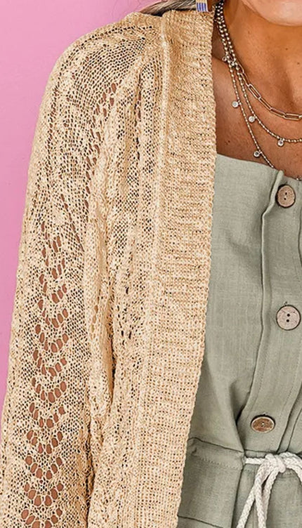 Modish Openwork Long Sleeve Cardigan - Modish