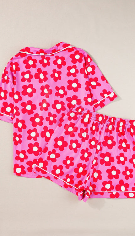 Modish Pocketed Flower Top and Shorts Lounge Set