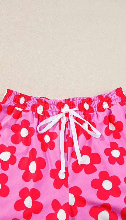 Modish Pocketed Flower Top and Shorts Lounge Set