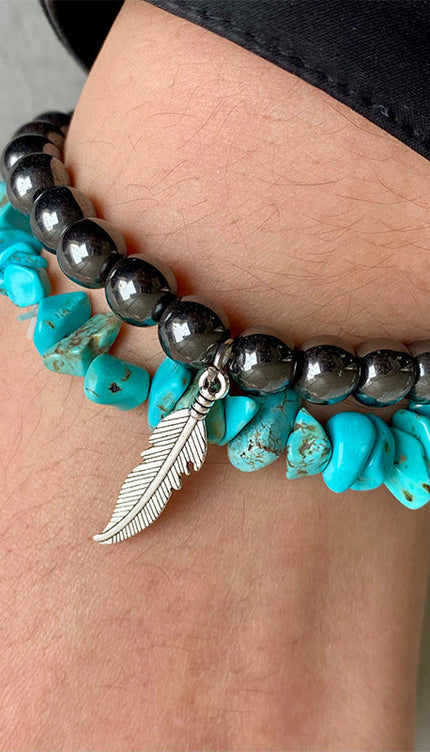 Modish Turquoise Alloy Charm Bracelet - Style A / One Size - Modish