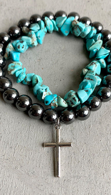 Modish Turquoise Alloy Charm Bracelet - Style B / One Size - Modish