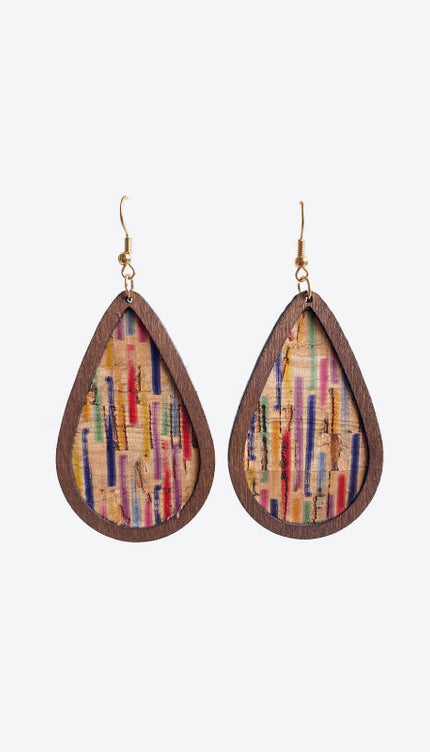 Modish Wood Teardrop Drop Earrings - Modish