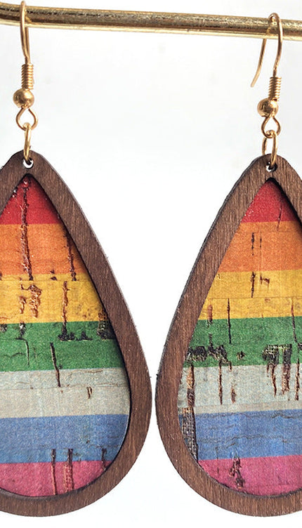 Modish Wood Teardrop Drop Earrings - Modish