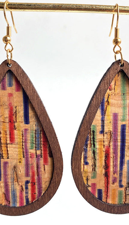 Modish Wood Teardrop Drop Earrings - Modish