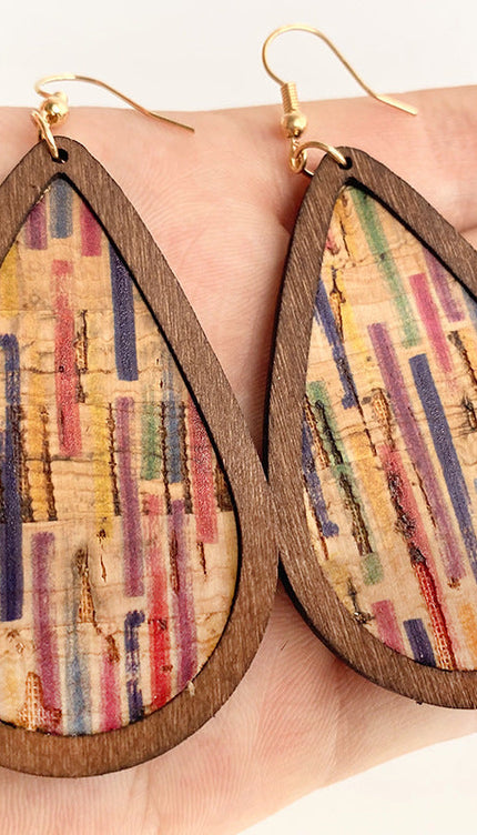 Modish Wood Teardrop Drop Earrings - Modish