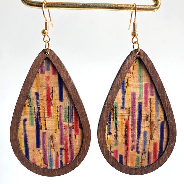 Modish Wood Teardrop Drop Earrings - Style B / One Size - Modish