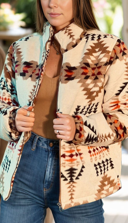 Modish Zip Up Jacket - Eggshell / S
