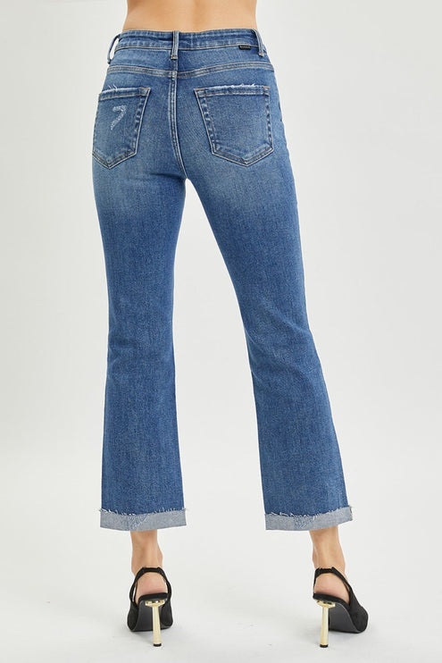 RISEN Full Size Button Fly Cropped Bootcut Jeans - RISEN