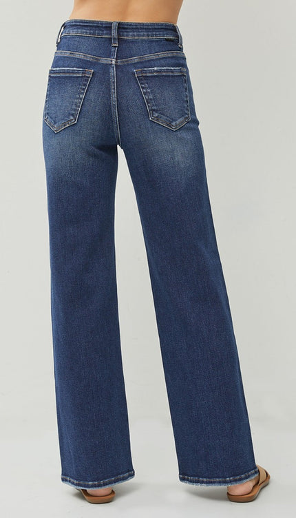 RISEN Full Size High Rise Distressed Wide Leg Jeans - RISEN