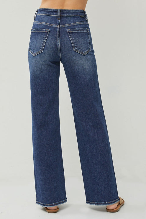 RISEN Full Size High Rise Distressed Wide Leg Jeans - RISEN