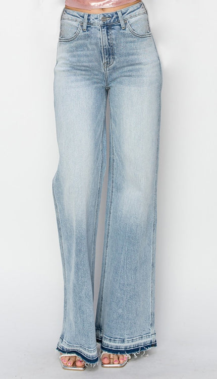 Risen Full Size High Rise Wide Leg Jeans - RISEN