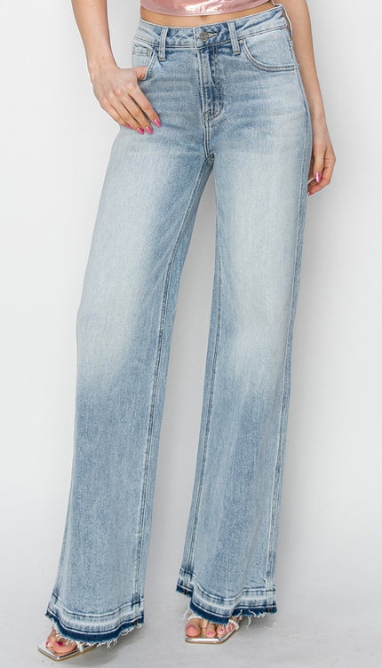 Risen Full Size High Rise Wide Leg Jeans - RISEN