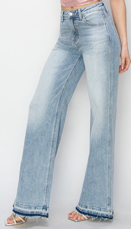 Risen Full Size High Rise Wide Leg Jeans - RISEN