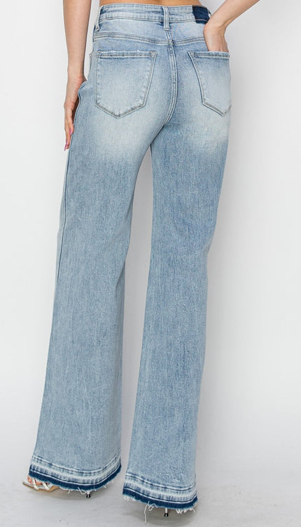 Risen Full Size High Rise Wide Leg Jeans - RISEN