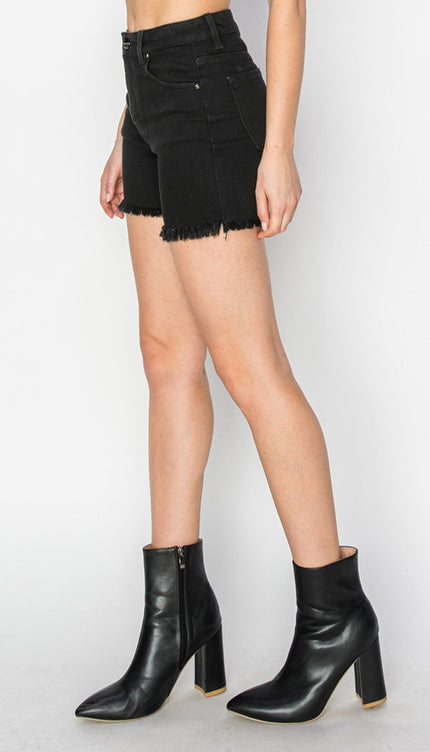 RISEN Full Size High Waist Raw Hem Denim Shorts - Modish