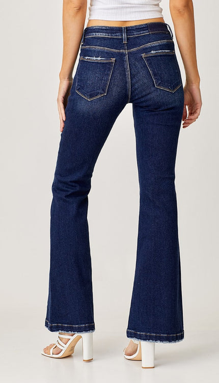 RISEN Full Size Low Rise Flare Jeans - RISEN