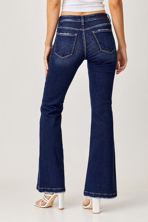 RISEN Full Size Low Rise Flare Jeans - RISEN
