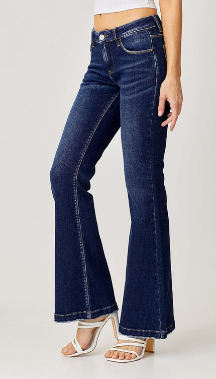 RISEN Full Size Low Rise Flare Jeans - RISEN