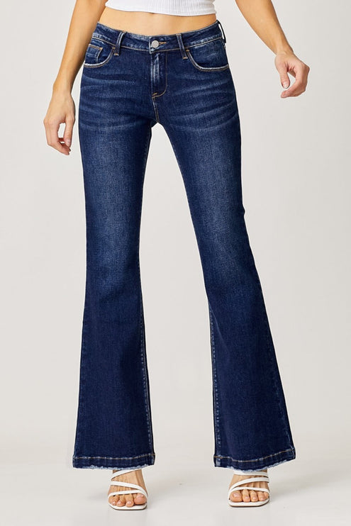 RISEN Full Size Low Rise Flare Jeans - RISEN
