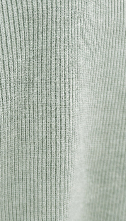 Round Neck Drop Shoulder Slit Sweater - Sweaters