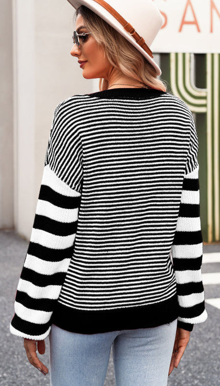 Striped Dropped Shoulder Sweater