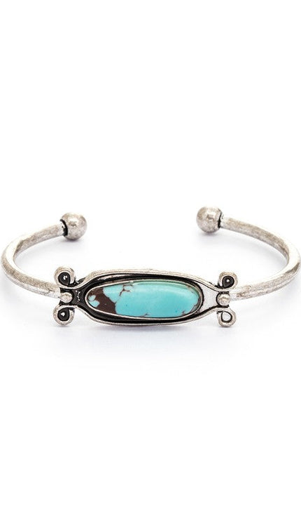 Turquoise Adjustable Open Bangle - Turquoise / O/S