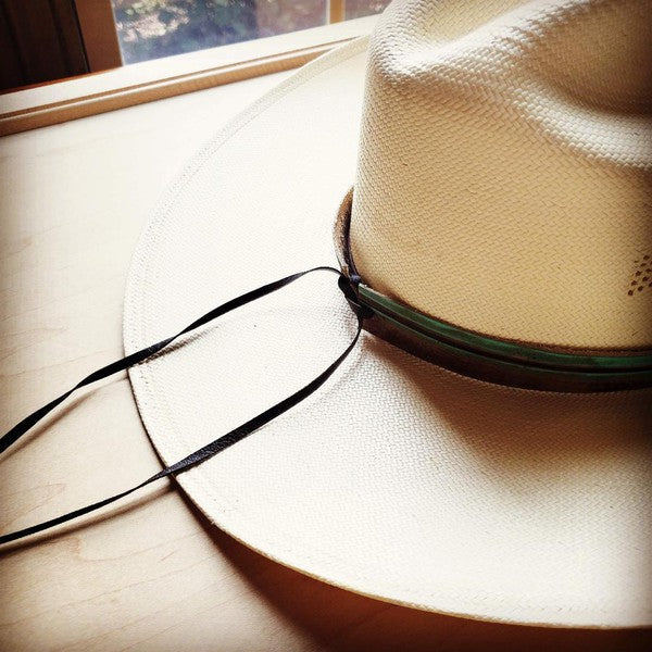 Turquoise Navajo Embossed Leather Hat Band - green / 1