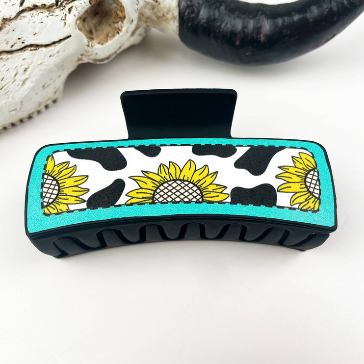 Western Cowboy Vintage Leather Hair Claw Clip - 90005