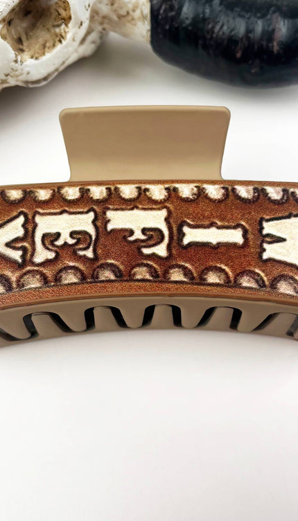 Western Cowboy Vintage Leather Hair Claw Clip - 90039