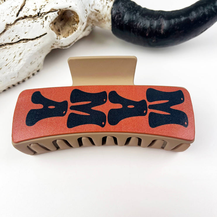 Western Cowboy Vintage Leather Hair Claw Clip - 90040